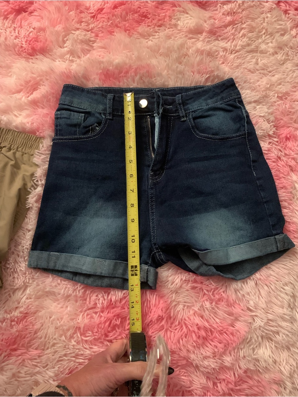 Source Unknown Dark Blue Roll-Cuff Denim Shorts